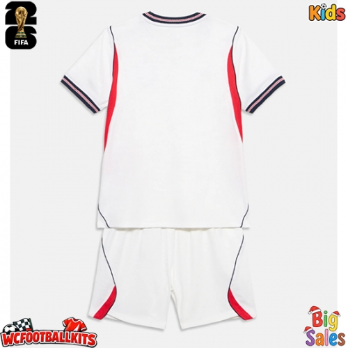 England Replica Home Stadium Kit for Kids World Cup 2026 Short Sleeve (+ pants)